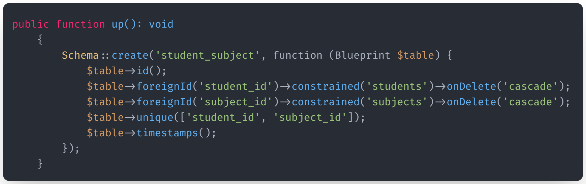 Migration Tabel Pivot student_subject view 2