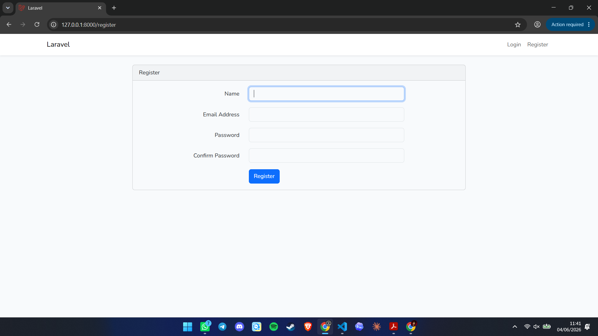 Tampilan Halaman Autentikasi view 1