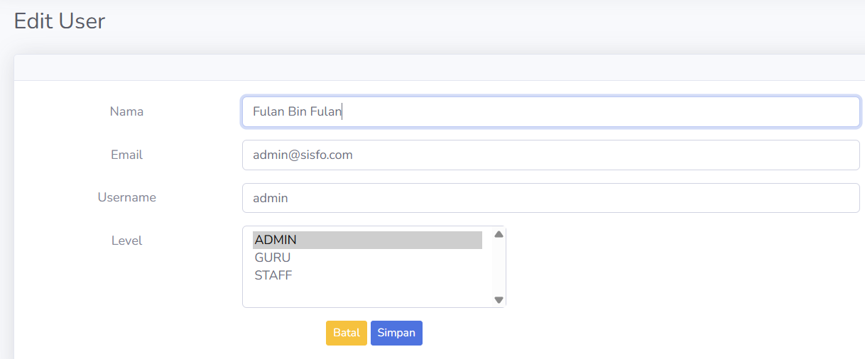 UPDATE — Edit User view 6