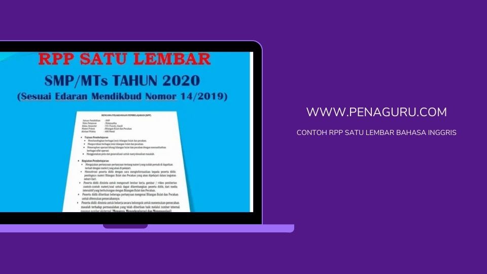 rpp satu lembar bahasa inggris