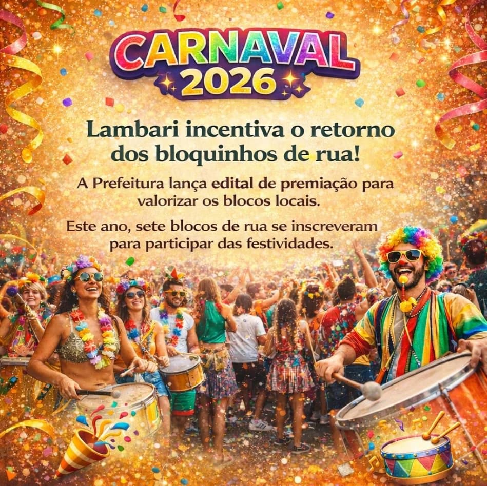 LAMBARI | Carnaval 2026 terá incentivo aos blocos de rua
