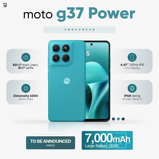 Motorola Moto G37 5G — Dimensity 6400, 4 GB / 64 GB, 6.67" LCD 120 Hz, 5200 mAh