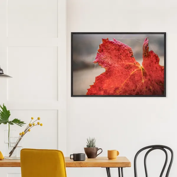Un rouge de saison – Photographie premium encadré en bois naturel Photo d\'art déco d\'artiste auteur encadré en bois premium chêne frêne papier épais premium FSC