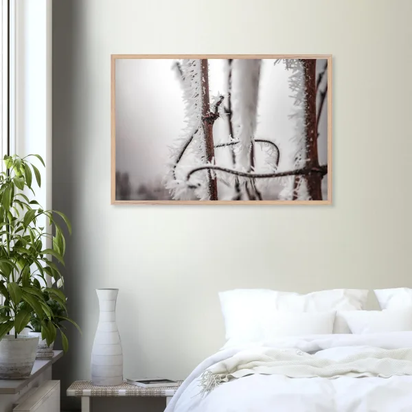 Les vents de l’hiver – Photographie de la vigne gelé – Art déco Photo d\'art déco d\'artiste auteur encadré en bois premium chêne frêne papier épais premium FSC