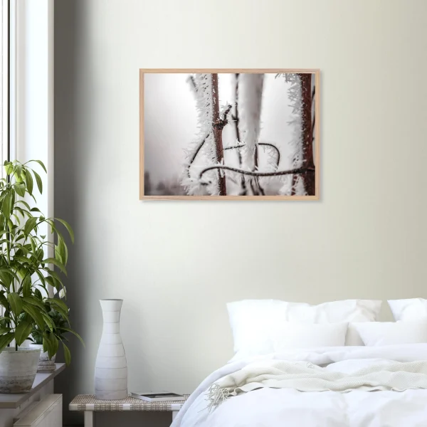 Les vents de l’hiver – Photographie de la vigne gelé – Art déco Photo d\'art déco d\'artiste auteur encadré en bois premium chêne frêne papier épais premium FSC