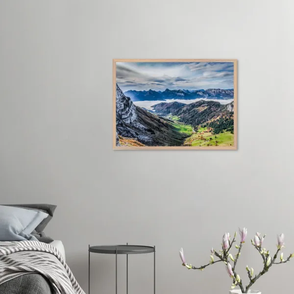 « Depuis la Tournette » – Photographie au coeur d’un cadre d’excéption Photo d\'art déco d\'artiste auteur encadré en bois premium chêne frêne papier épais premium FSC