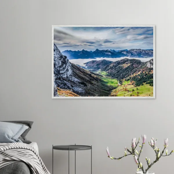 « Depuis la Tournette » – Photographie au coeur d’un cadre d’excéption Photo d\'art déco d\'artiste auteur encadré en bois premium chêne frêne papier épais premium FSC