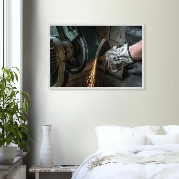 « Les étincelles du labeur » – Photographie d’atelier – Photo Art déco Photo d\'art déco d\'artiste auteur encadré en bois premium chêne frêne papier épais premium FSC