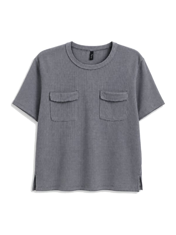Grey Textured Dual Pocket T-Shirt