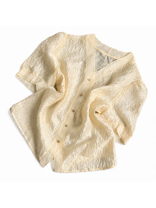 Ivory Textured Button Blouse