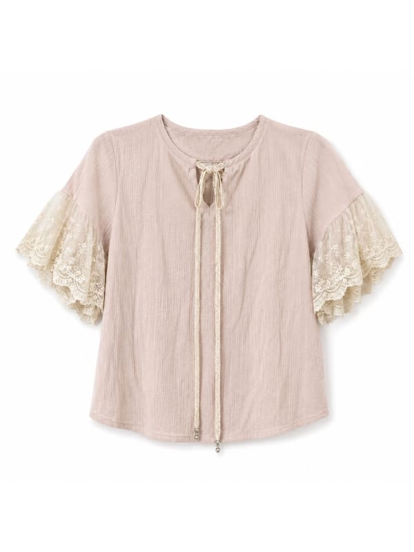 Blush Lace Sleeve Blouse