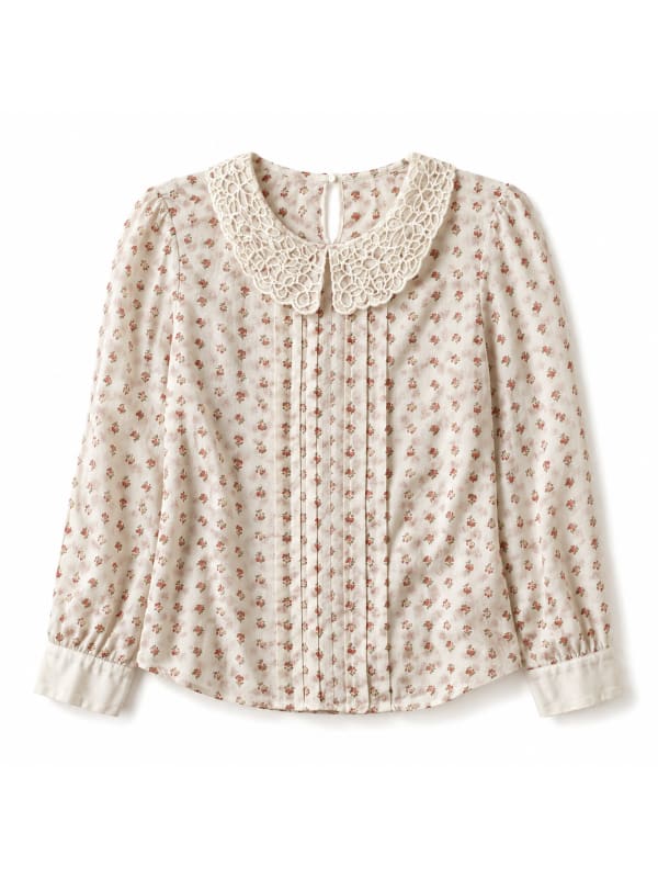 Vintage Floral Lace Collar Blouse