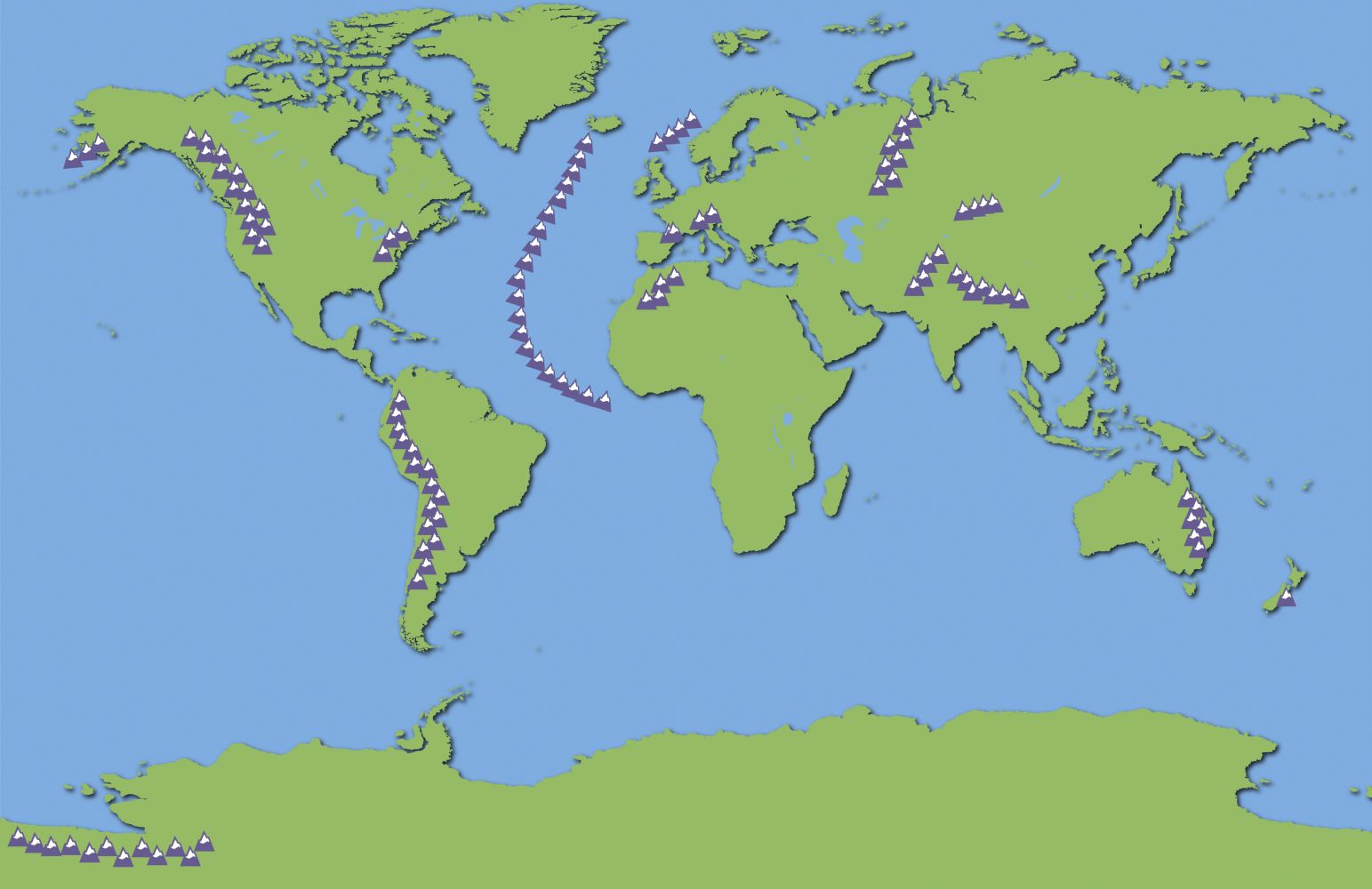 vente au détail circulation Injection mountain ranges of the world map ...