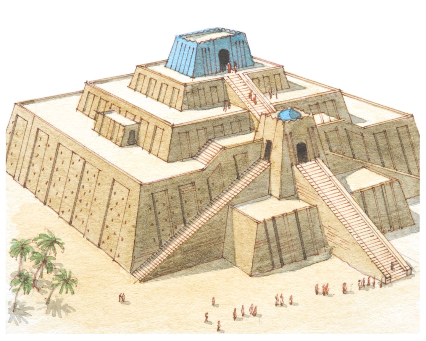 A drawing of a typical ziggurat form