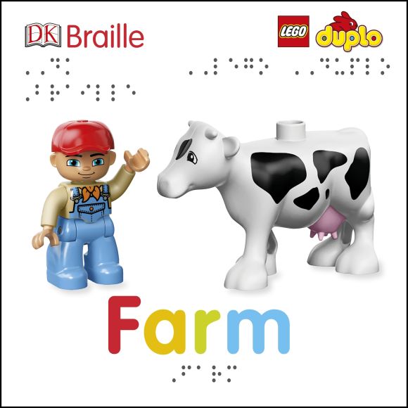 DK Braille LEGO DUPLO Farm Board book cover of DK Braille LEGO DUPLO Farm