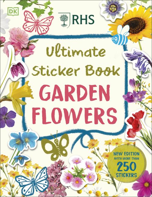 Paperback cover of RHS Ultimate Sticker Book Garden Flowers