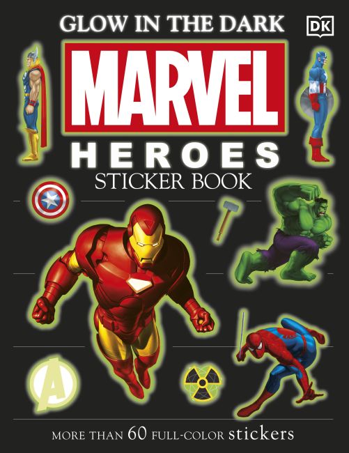 Paperback cover of Ultimate Sticker Book: Glow in the Dark: Marvel Heroes