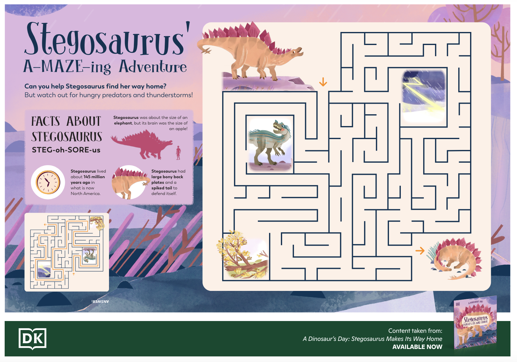 Stegosaurus' A-MAZE-ing Adventure from DK BOOK A Dinosaur's Day: Stegosaurus Makes Its Way Home