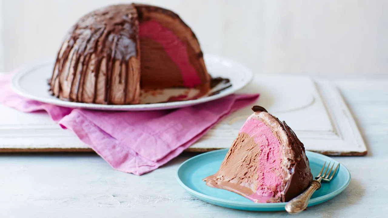 Chocolate and Cherry Ice Cream Bombe