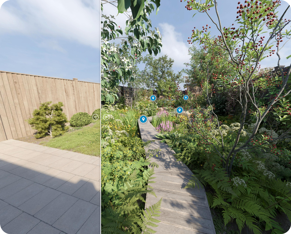 Virtual tour visual: Visit the virtual garden using a VR headset or Google Cardboard