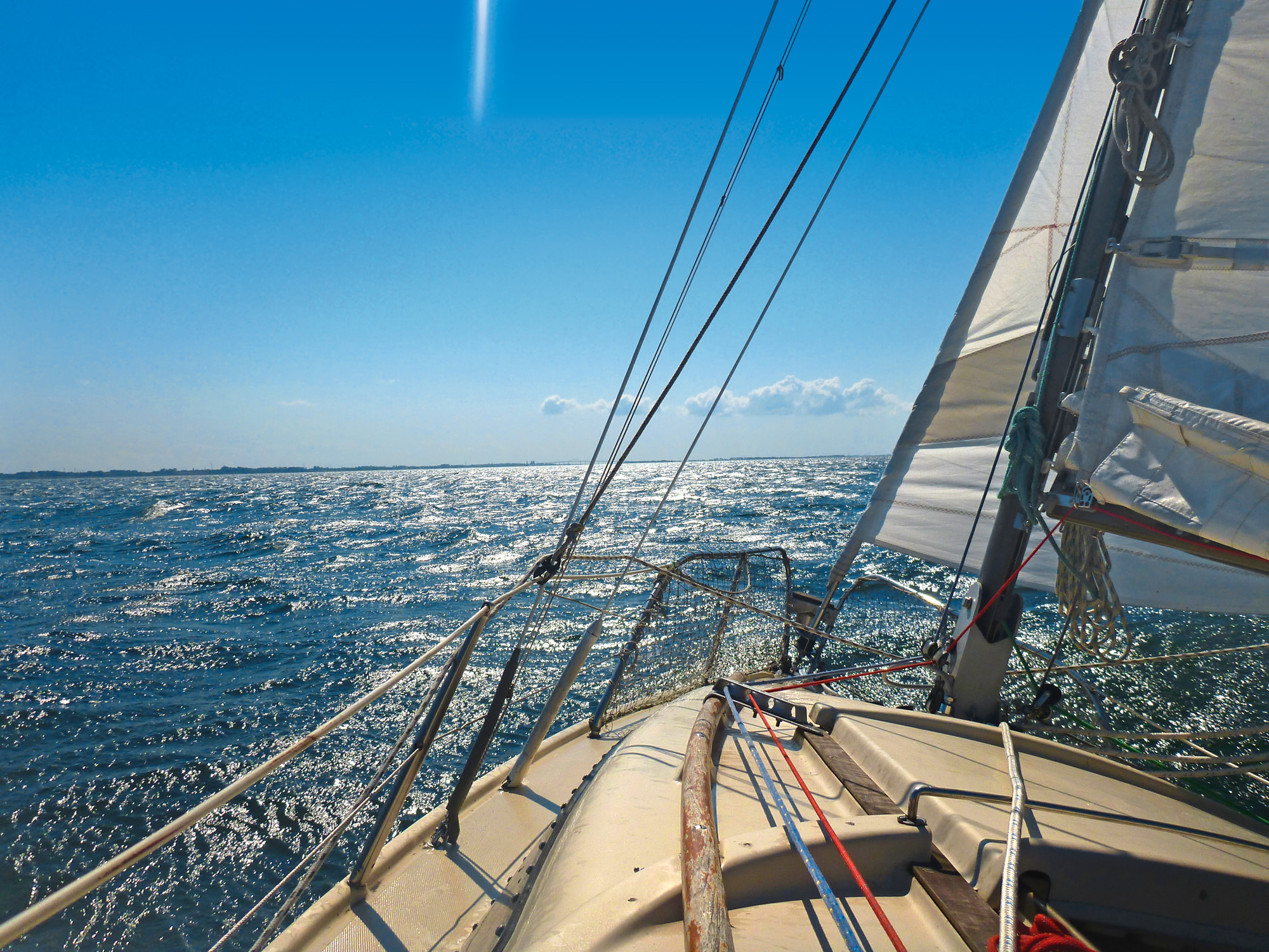 | - Report: boat open sea the cruiser cruises on Small small YACHT