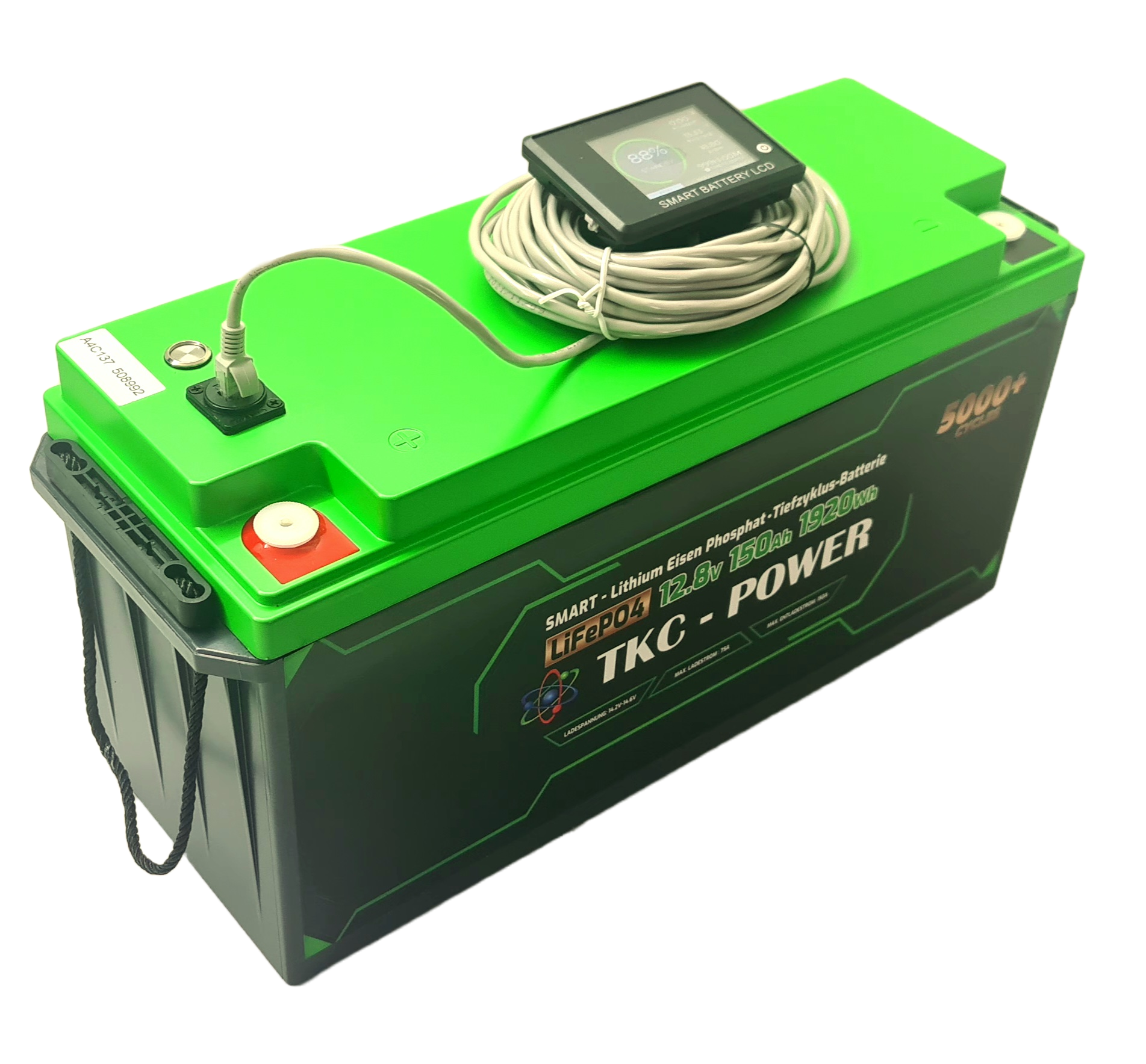 Lithium Batterie LiFePO4 12.8V 100Ah 2000 W mit Display