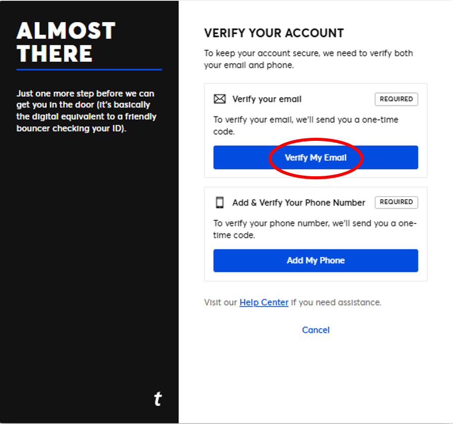 アカウント認証画面