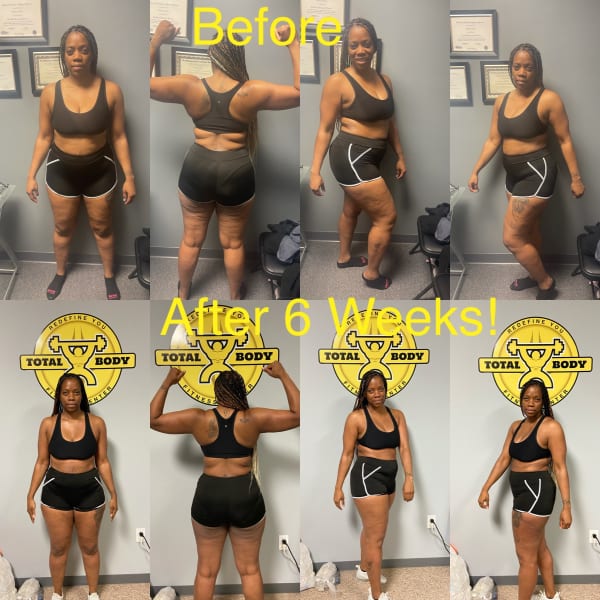 Personal training client weight loss transformation at Total Body Fitness Lee's Summit