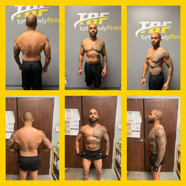 Body transformation results from personal training program at Total Body Fitness