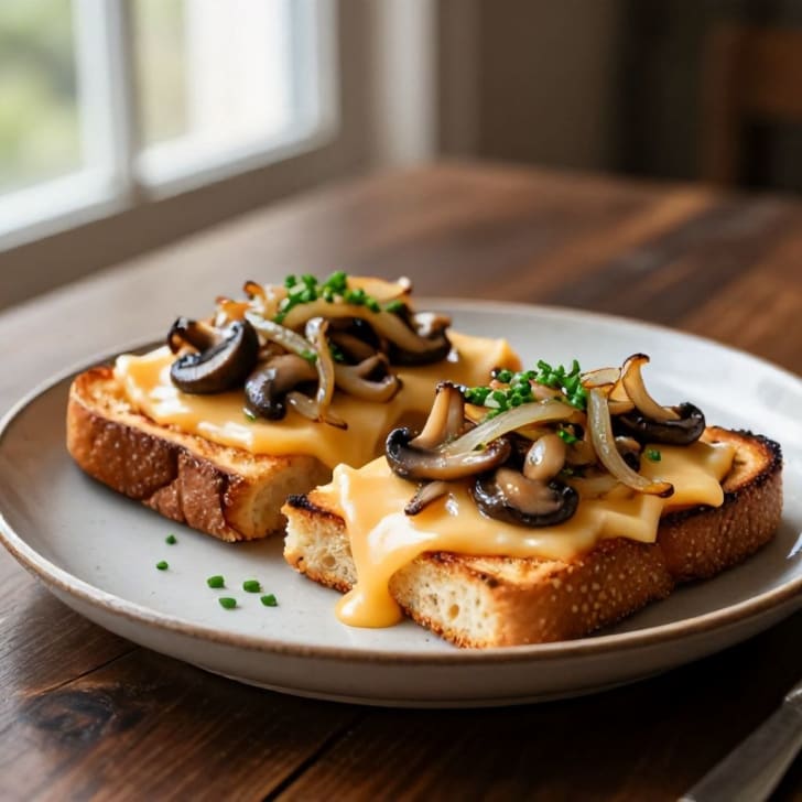 Alpenkäse-Champignon-Toasties auf Kaisersemmel
