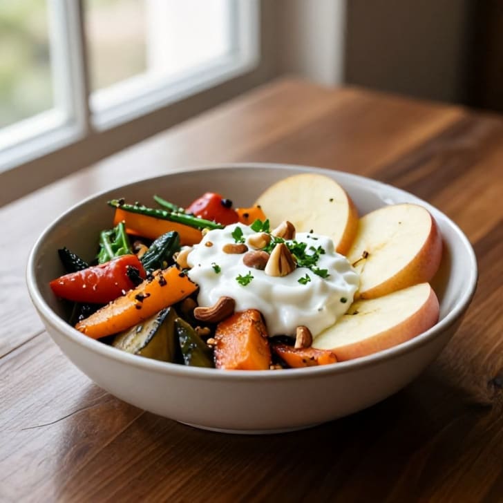 Mediterrane Gemüse-Apfel-Joghurt-Bowl