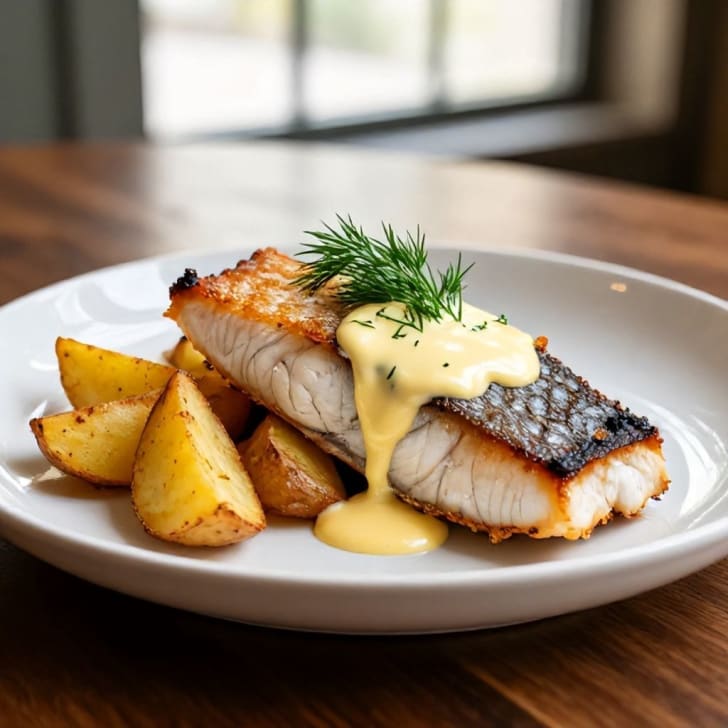 Gebratener Zander mit Zitronen-Kräuter-Kartoffeln und Hollandaise