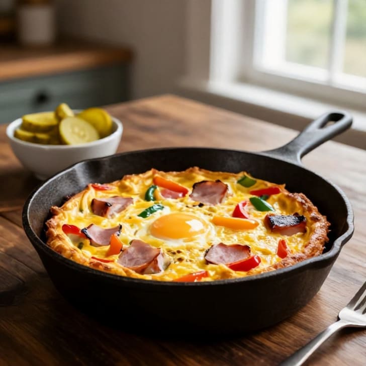 Schinken-Ei-Frittata mit Essiggurken-Beilage