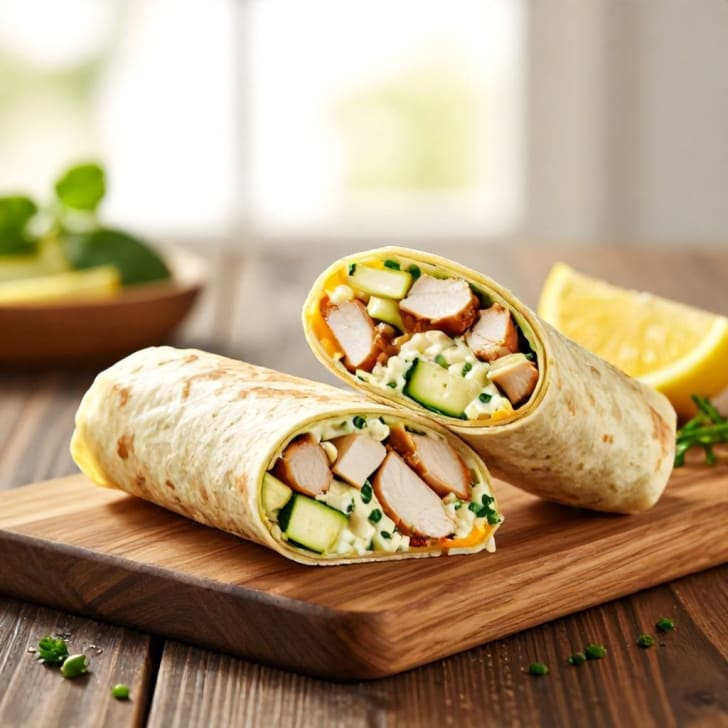 Pikante Hähnchen-Zucchini-Frischkäse-Wraps