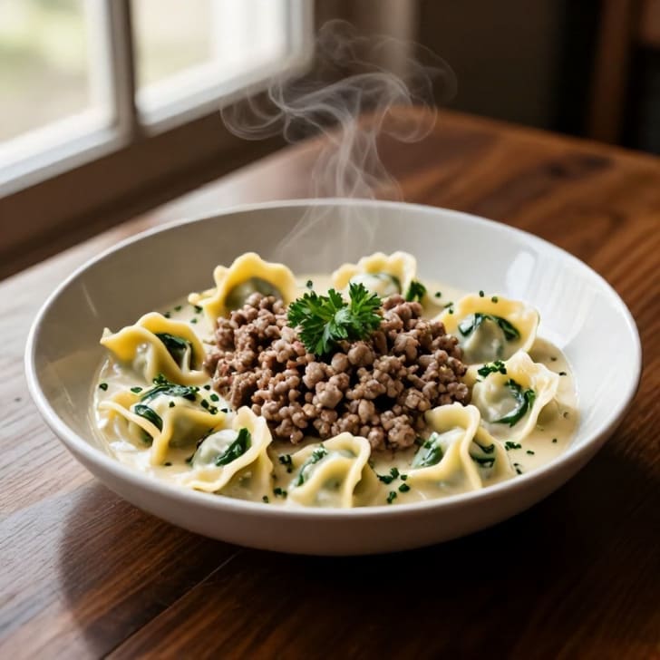Cremige Rinderhack- & Spinat-Tortelloni