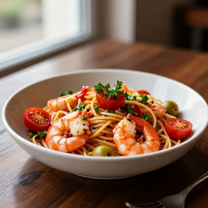 Mediterrane Garnelen-Tomaten-Pasta