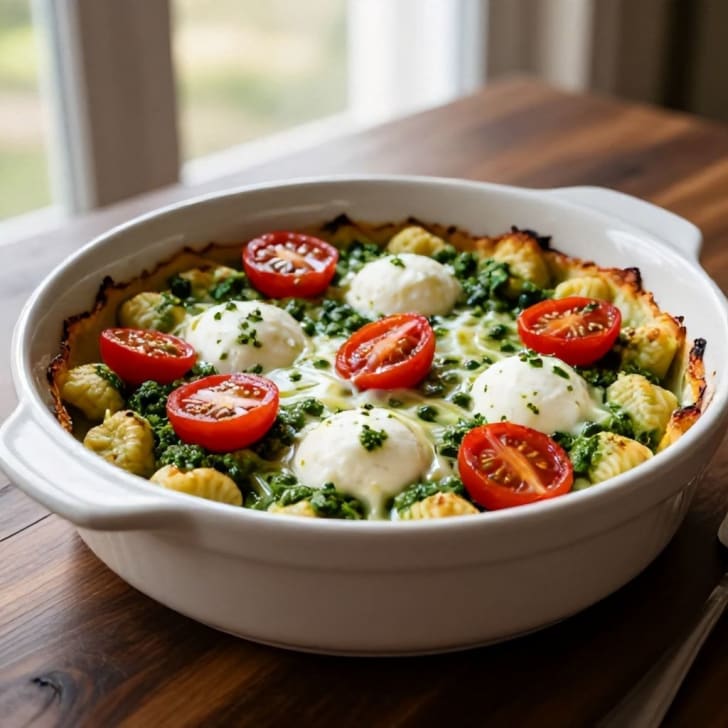 Überbackene Gnocchi mit Pesto, Kirschtomaten & Mozzarella