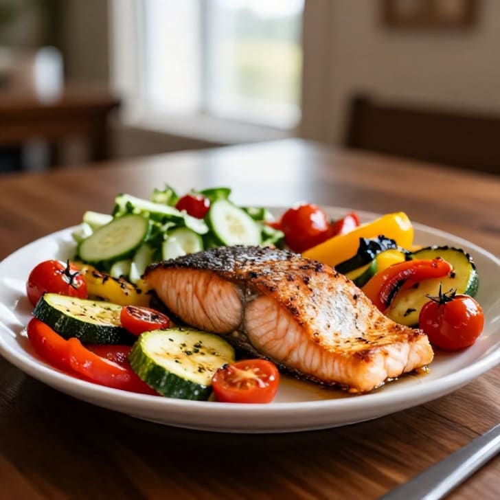 Mediterraner Ofenlachs mit Ofengemüse