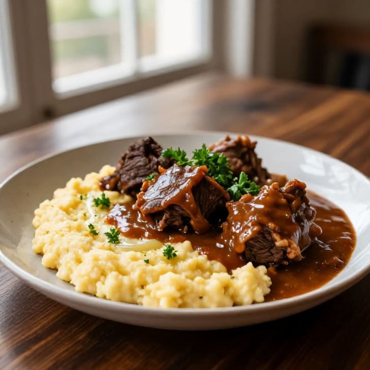 Österreichische Rinderbackerl (Sous-Vide) mit cremiger Kren-Polenta