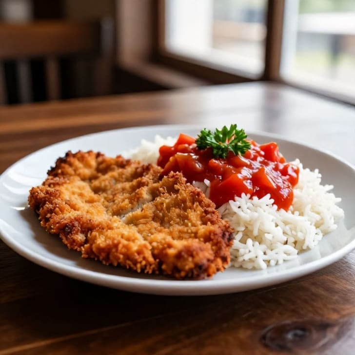 Herzhafte Schweineschnitzelstreifen mit Frischer Tomatensauce & Basmatireis