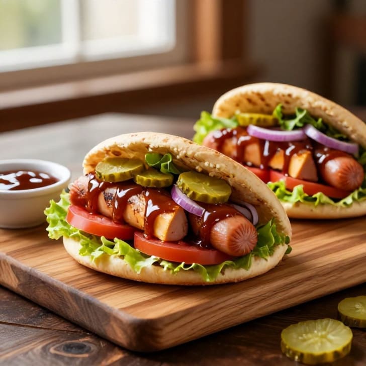 Österreichische BBQ Käsekrainer Pita Burger