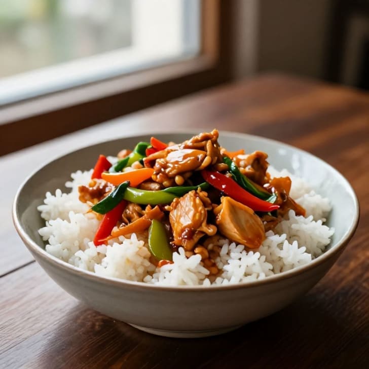 Schnelles Hähnchen-Reis-Pfannengericht