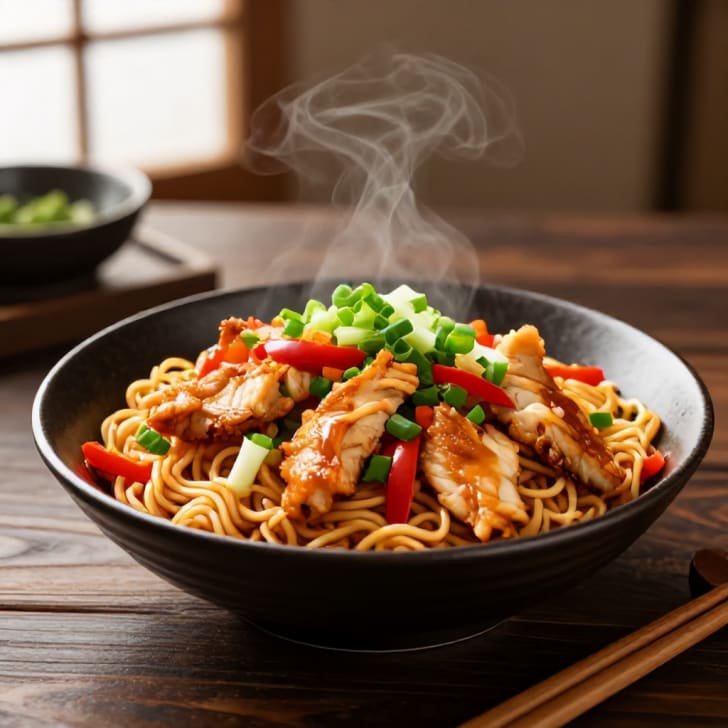 Ingwer-Soja-Hendl-Gyros mit Ramen-Pfanne