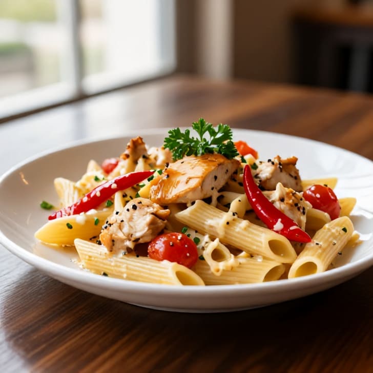 Käse-Rauchhendl-Pasta mit Spitzpaprika