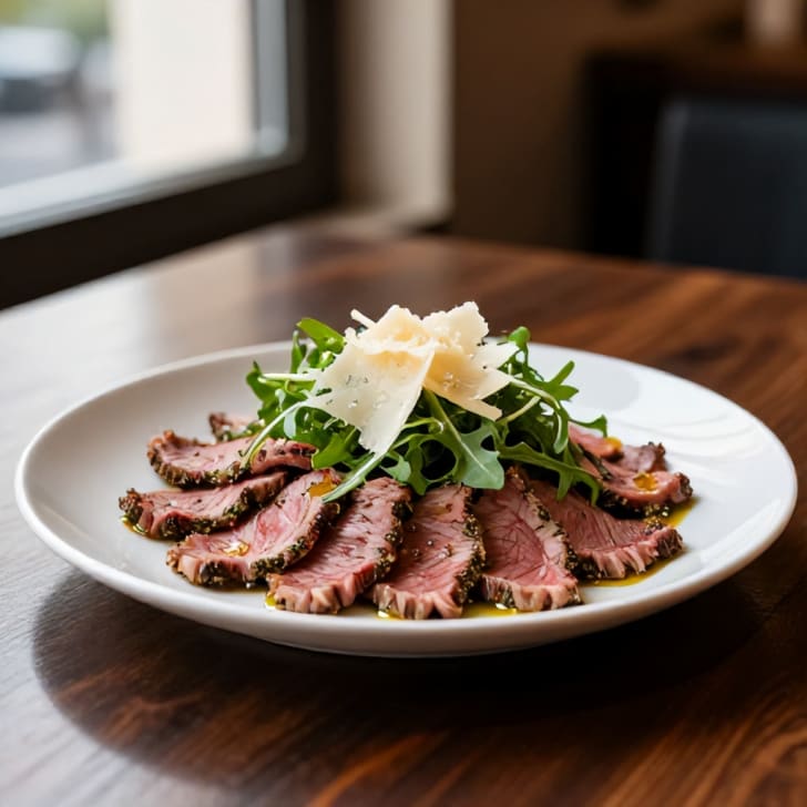 Rinder-Tagliata mit Kräuterkruste und Grana Padano