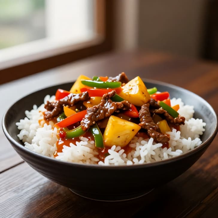 Süß-saures Rinder-Pfannenrühren mit Paprika