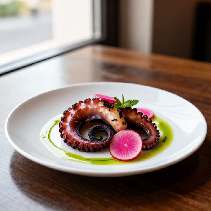 Mediterraner Oktopus mit spritzigem Radieschen-Minz-Salat