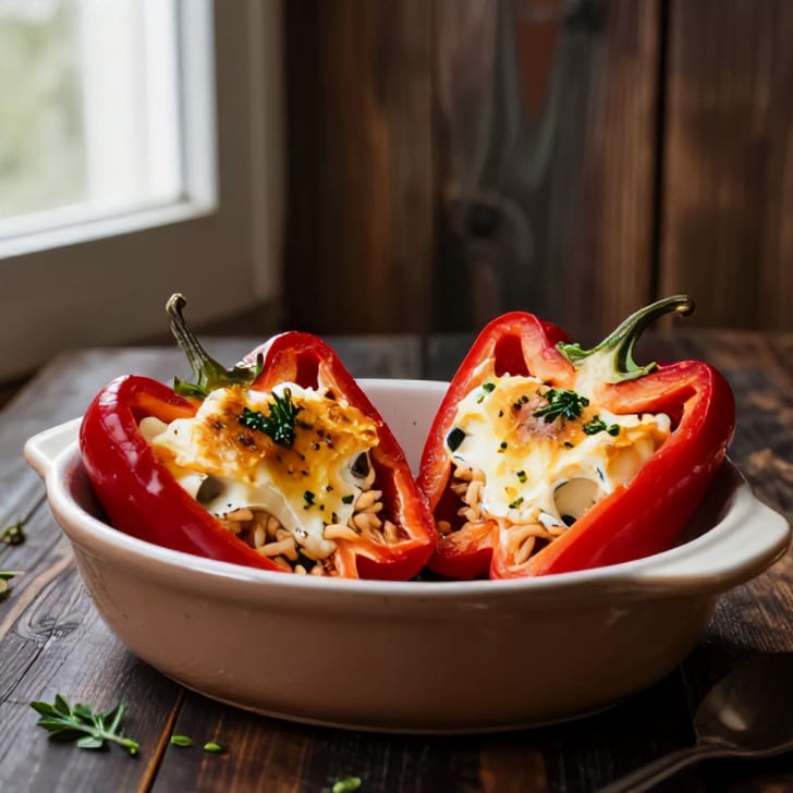 Mit Hüttenkäse gefüllte Spitzpaprika