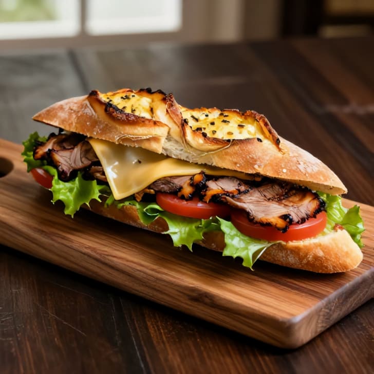 Gourmet-Knoblauchbaguette-Club-Sandwich