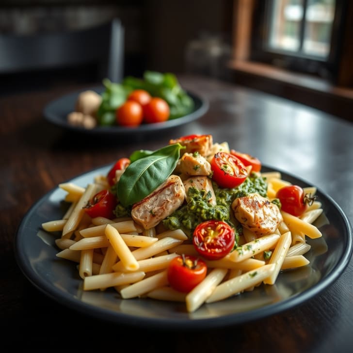 Cremige Tomaten-Pesto-Hähnchenpasta